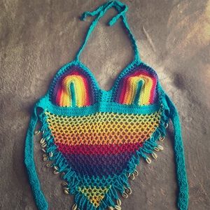Rainbow knit crop top